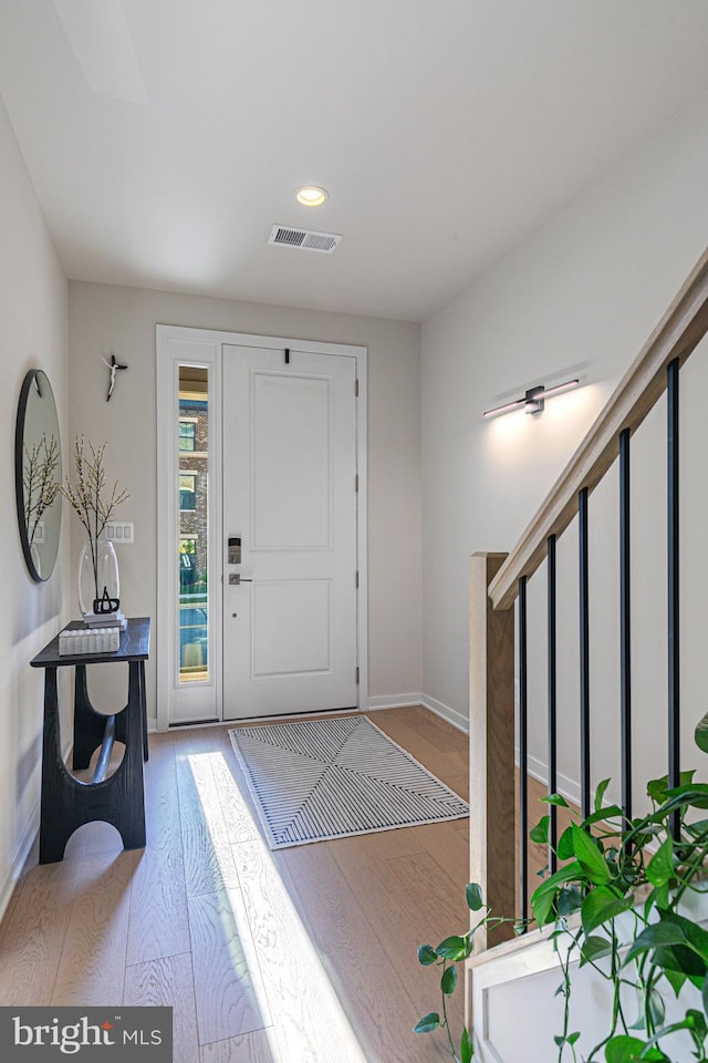 foyer entrance featuring light wood-type flooring