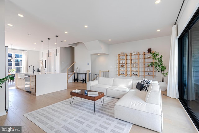 living room featuring light hardwood / wood-style flooring