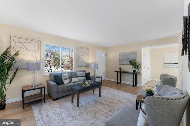 living room featuring light hardwood / wood-style flooring