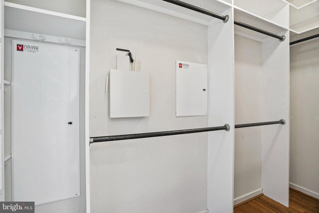 walk in closet featuring wood-type flooring