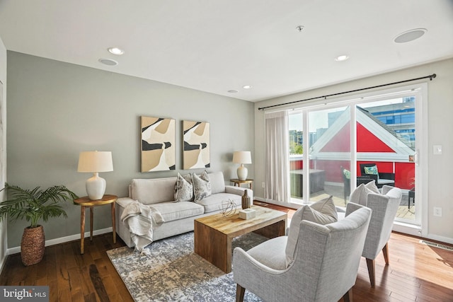 living room featuring hardwood / wood-style flooring