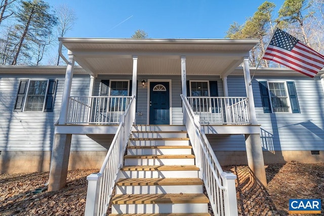 view of front of home featuring covered porch