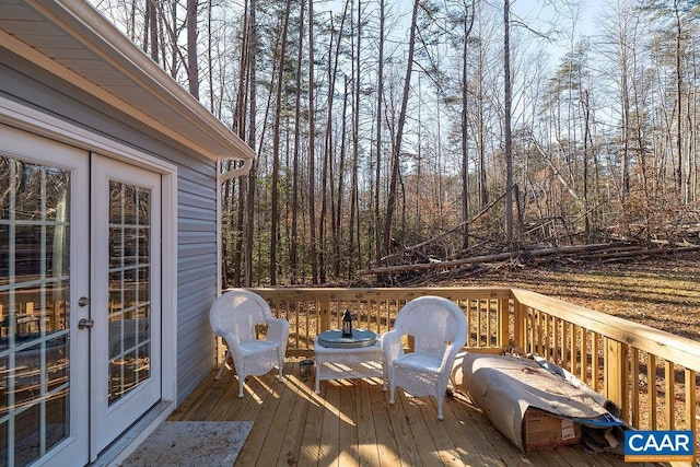 wooden terrace with french doors