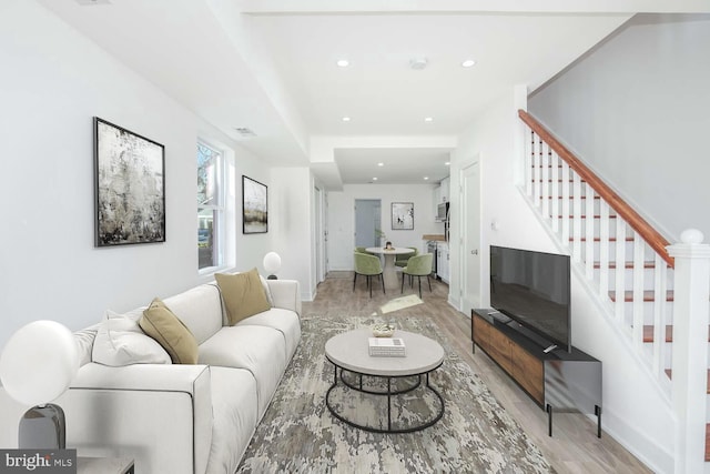 living room featuring light hardwood / wood-style floors