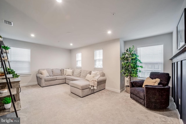 carpeted living room with a wealth of natural light