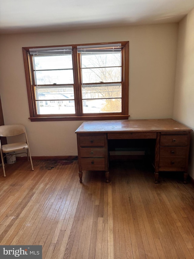 home office featuring light hardwood / wood-style flooring