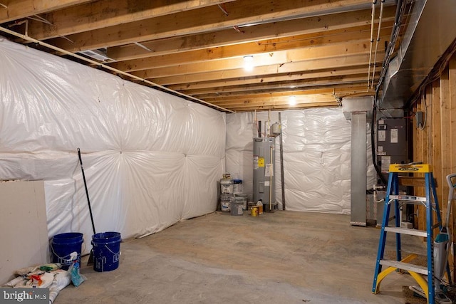 basement with water heater