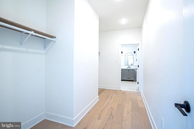 hall featuring light wood-type flooring