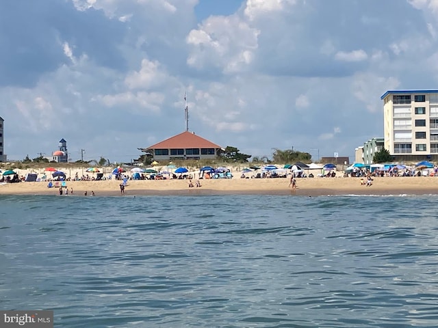 view of water feature featuring a view of the beach