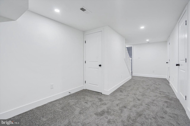 basement featuring carpet floors