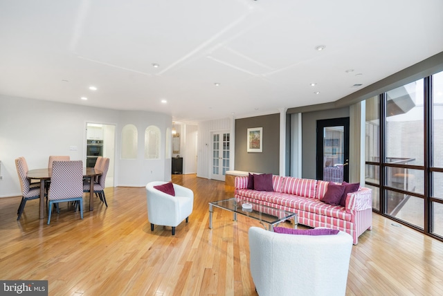 living room featuring light hardwood / wood-style floors