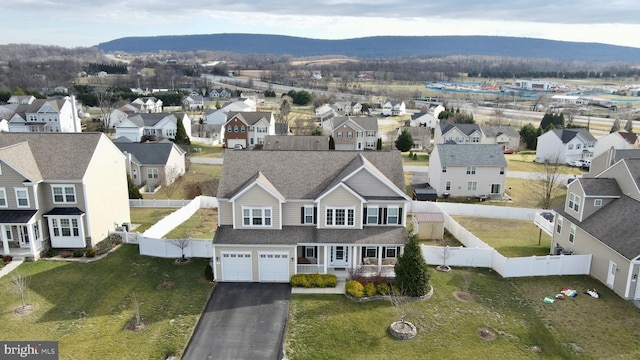 bird's eye view with a mountain view