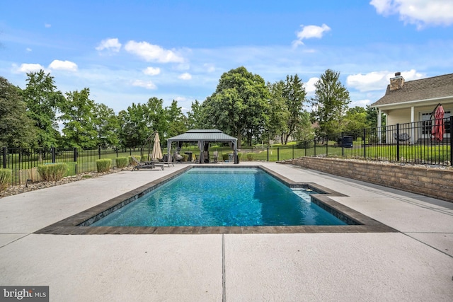 view of pool featuring a gazebo and a patio area