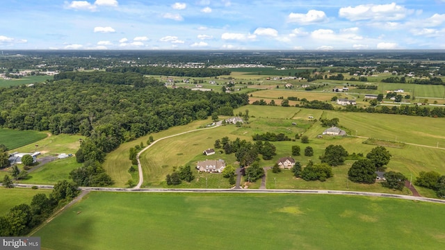 aerial view featuring a rural view