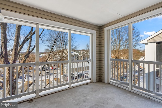 view of unfurnished sunroom