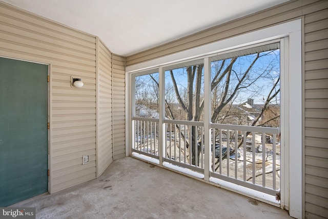 view of unfurnished sunroom