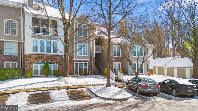 view of snow covered property