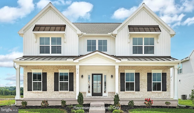 modern inspired farmhouse with central AC