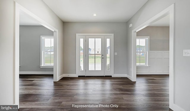 foyer entrance with dark wood-type flooring