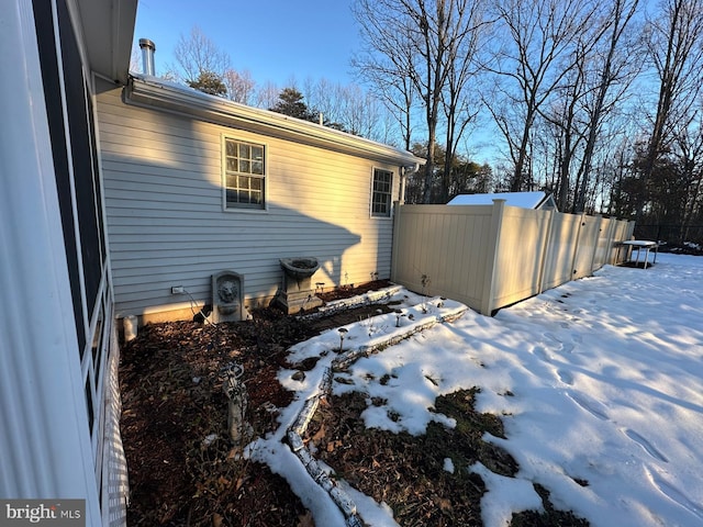 view of snow covered exterior