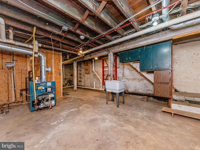 basement featuring sink