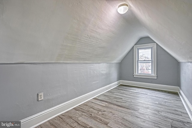 additional living space featuring wood-type flooring and lofted ceiling