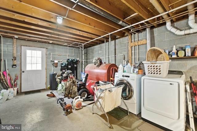 basement with separate washer and dryer