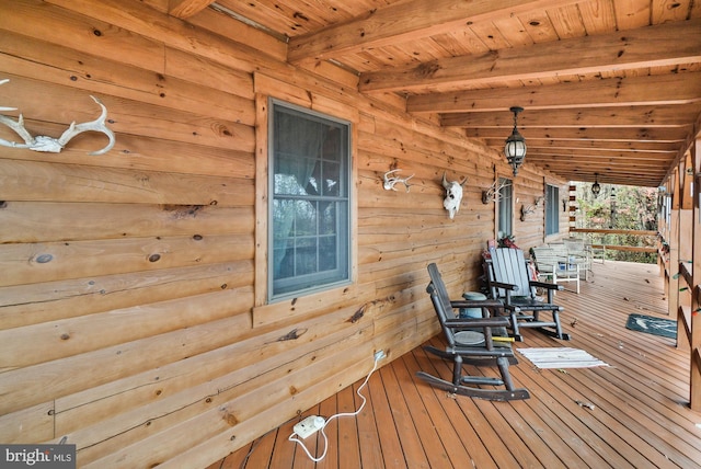 deck featuring a porch