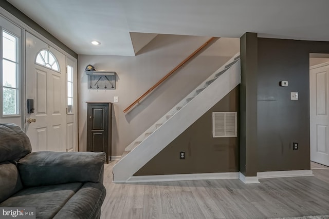 interior space with light hardwood / wood-style flooring