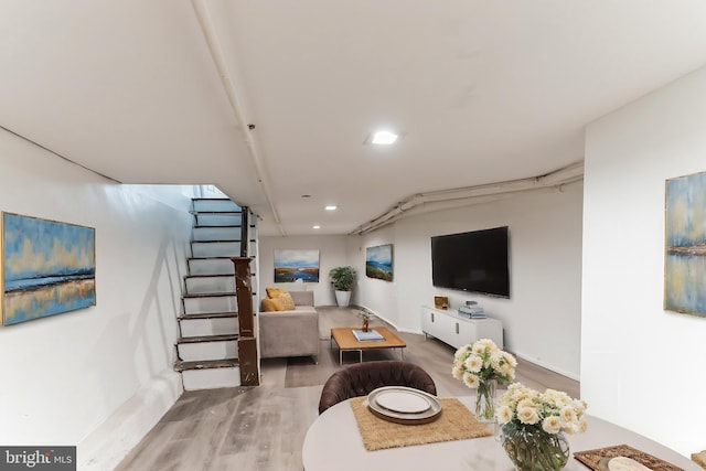 living room with hardwood / wood-style flooring