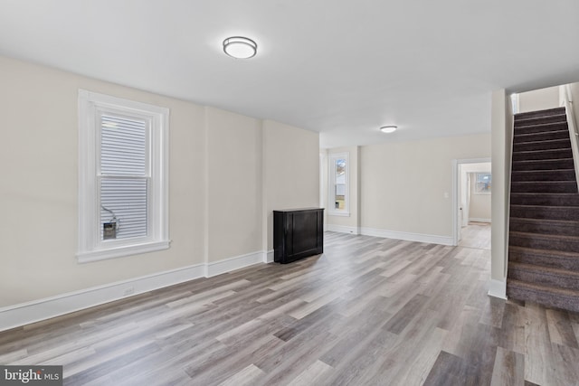 unfurnished living room featuring light hardwood / wood-style floors