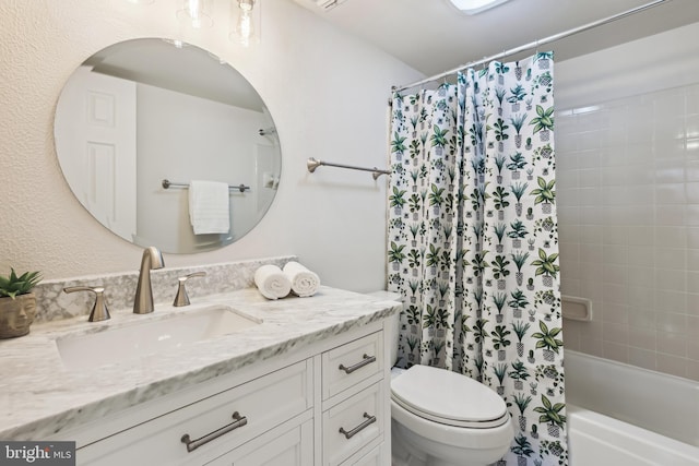 full bathroom featuring vanity, toilet, and shower / bath combo