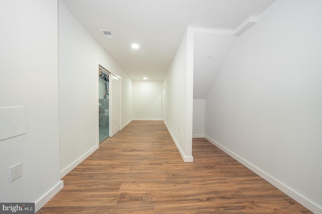 hall featuring dark hardwood / wood-style floors