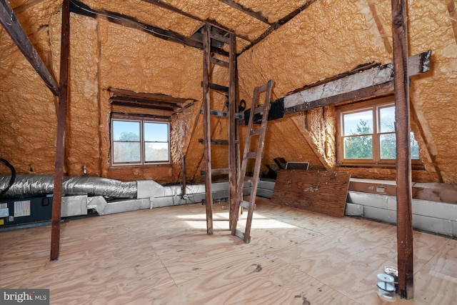 view of unfinished attic