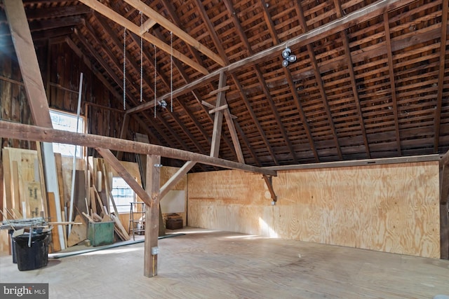 miscellaneous room featuring vaulted ceiling