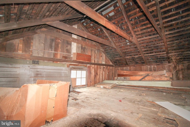 view of unfinished attic