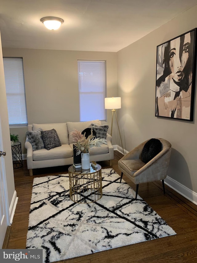 living room featuring dark hardwood / wood-style floors