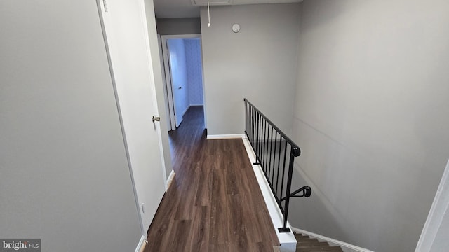 corridor with dark hardwood / wood-style flooring