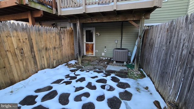 view of patio featuring a balcony and central AC unit