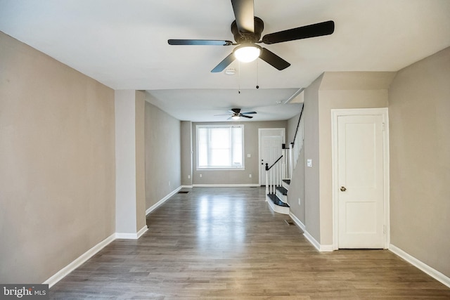 interior space featuring ceiling fan and light hardwood / wood-style floors