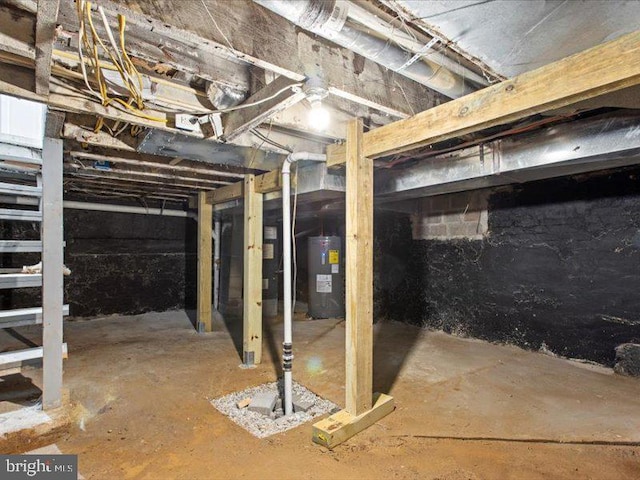 basement with water heater