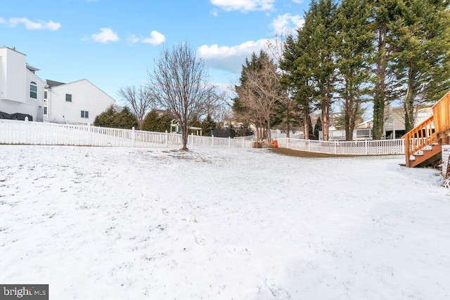 view of yard covered in snow