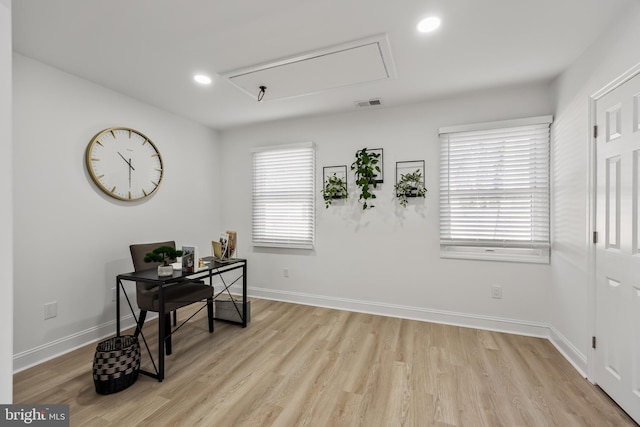 office featuring light hardwood / wood-style floors