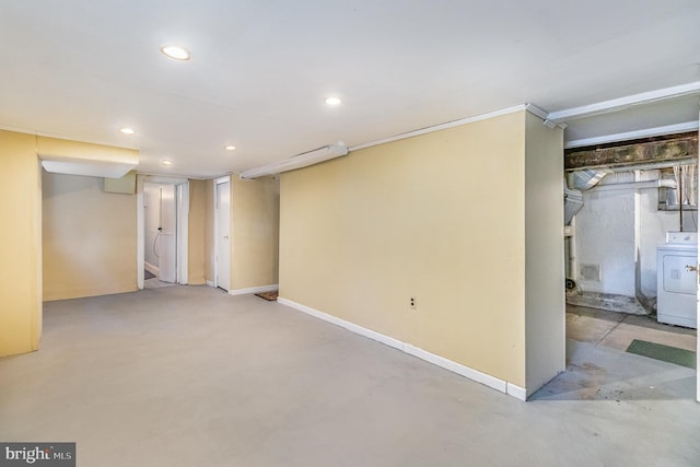 basement featuring washer / clothes dryer