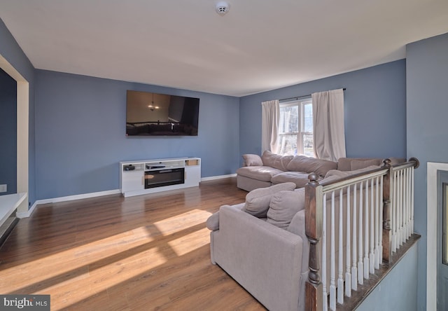 living room featuring wood-type flooring