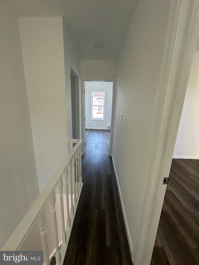 hall with dark wood-type flooring