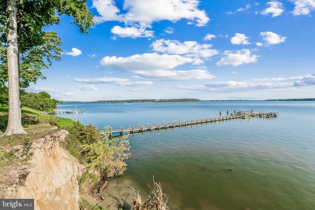 property view of water with a boat dock