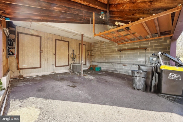 garage with central AC unit