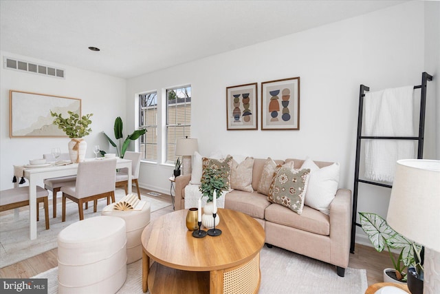 living room featuring light hardwood / wood-style floors