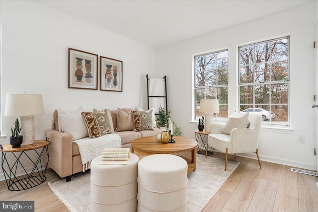 living room featuring light wood-type flooring